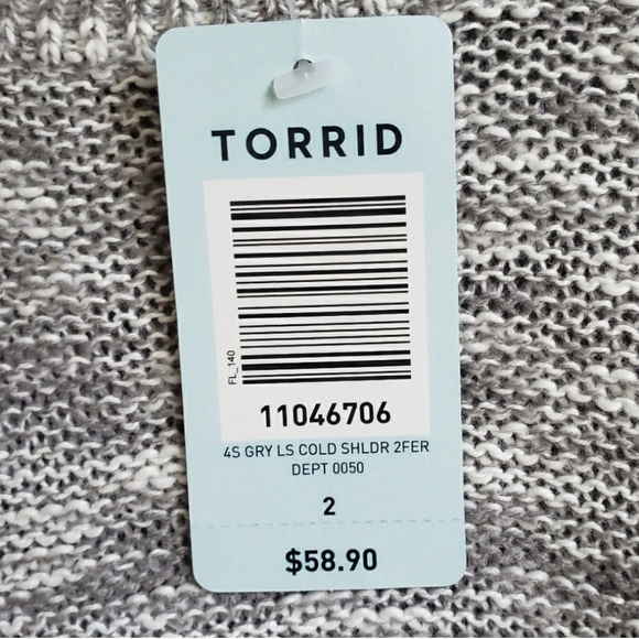Torrid Knit Cold Shoulder Sweater Layered Hem - Picture 8 of 9